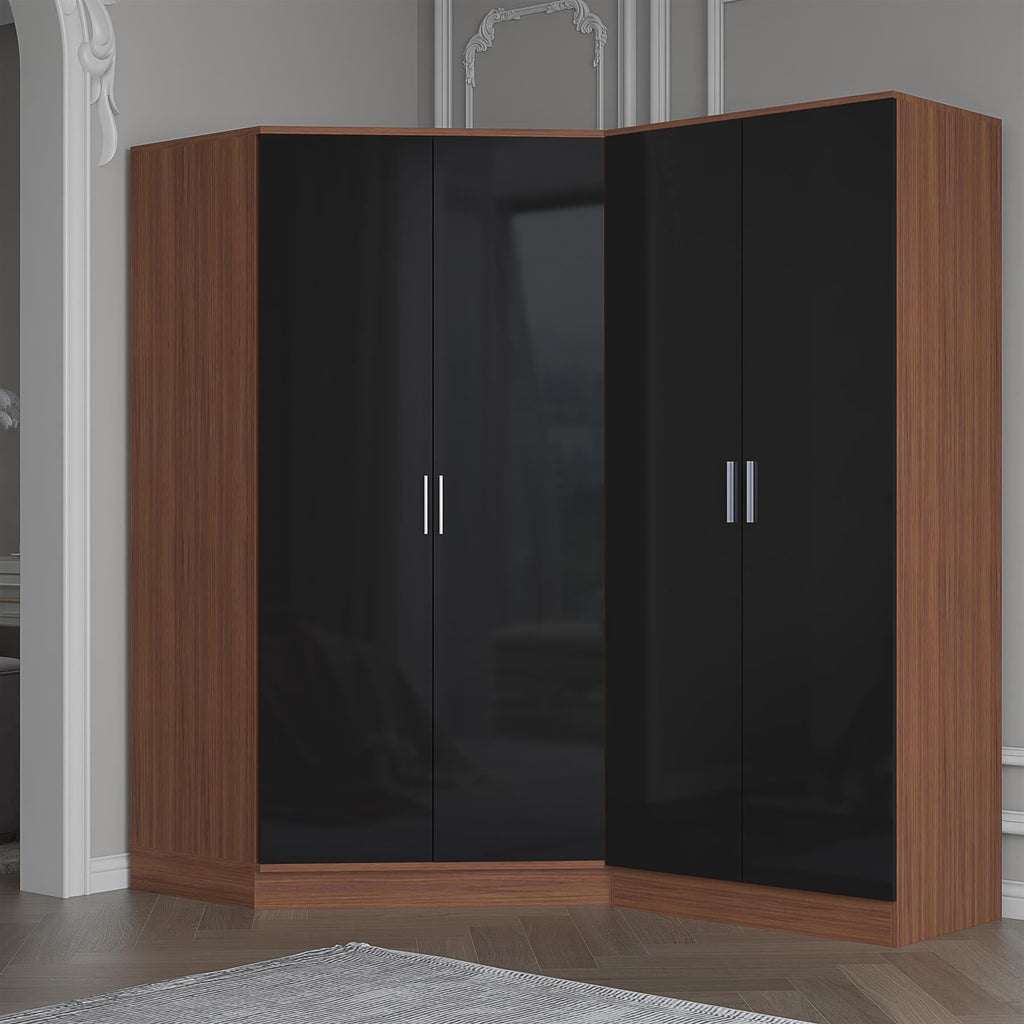 REFLECT Gloss 4 Door Wardrobe Bundle Inc 2 Door Corner + 2 Door Bedroom Set