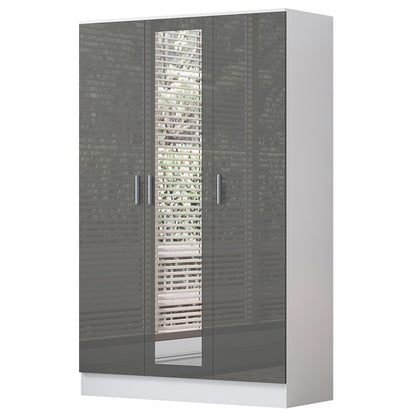 Reflect 4pc Wardrobe Bundle - 2 Door Corner + 3 Door Mirror + 2dr + 1dr Plain - Grey Gloss & Matt White