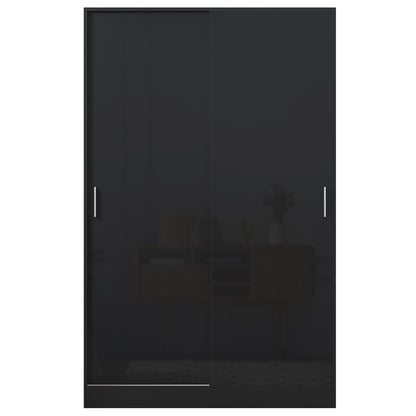 Reflect 2 Door Sliding Wardrobe - Black Gloss & Black Oak - Hanging Rails & Shelves - Modern Design