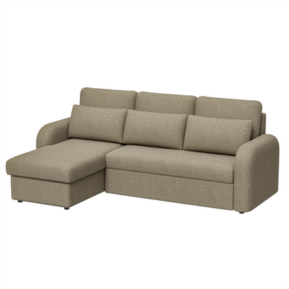 FLYN 3 Seater L Shape Boucle Pull Out Sofabed - 3 Colour Options