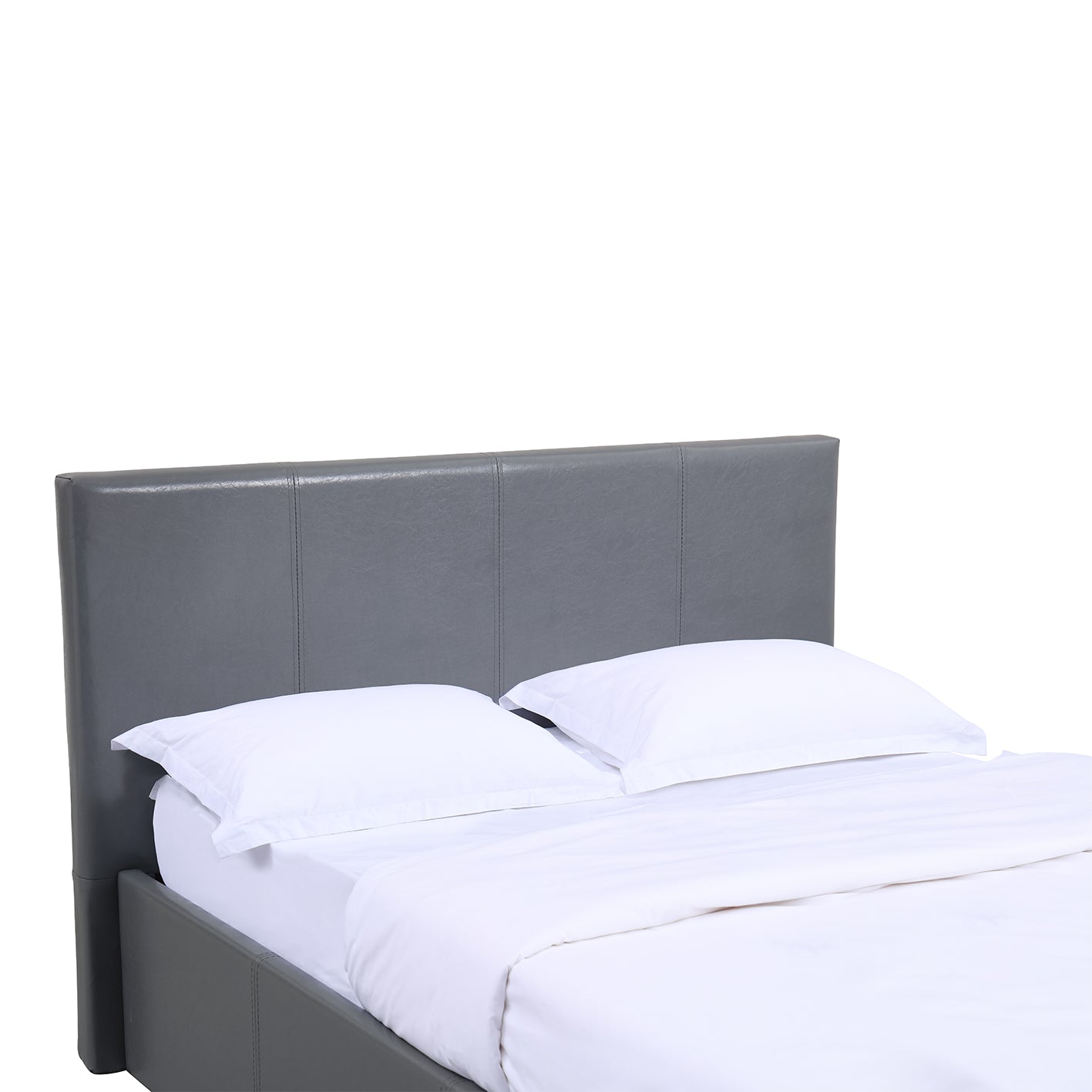 LUNA 4FT Small Double Grey Ottoman Storage Bed Gas Lift - Faux Leather Fabric & Sprung Slats Base