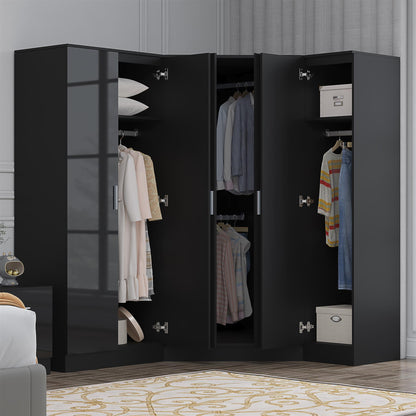 REFLECT Gloss 5 Door Wardrobe Bundle - Corner + 2 Door Mirror + 1 Door Wardrobe