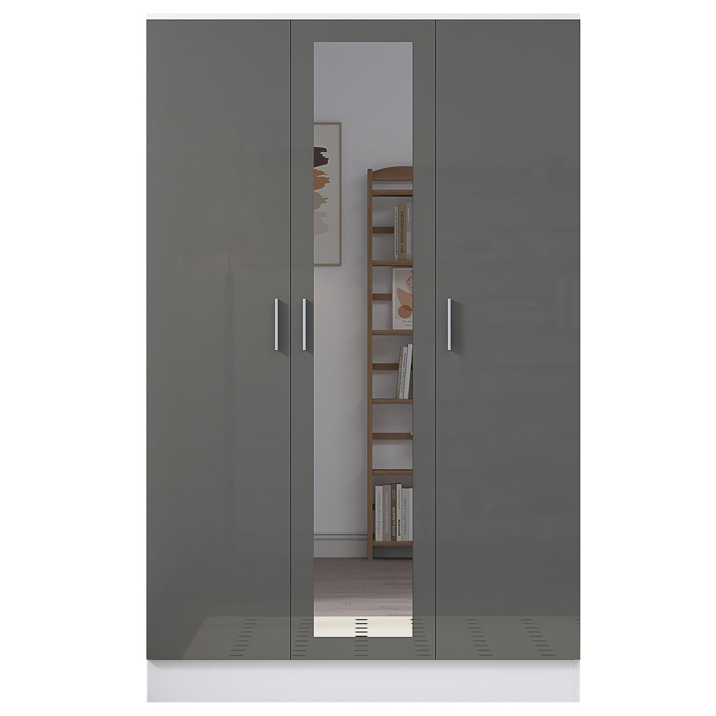 Reflect 2pc Wardrobe Bundle - 2 Door Corner + 3 Door Mirror - Grey Gloss & Matt White