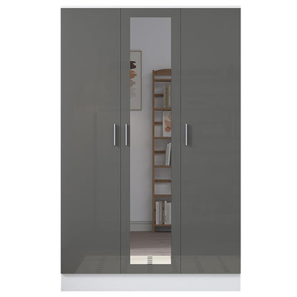 Reflect 2pc Wardrobe Bundle - 2 Door Corner + 3 Door Mirror - Grey Gloss & Matt White