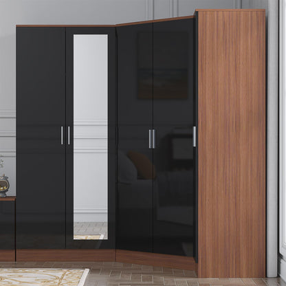 REFLECT Gloss 5 Door Wardrobe Bundle - Corner + 2 Door Mirror + 1 Door Wardrobe