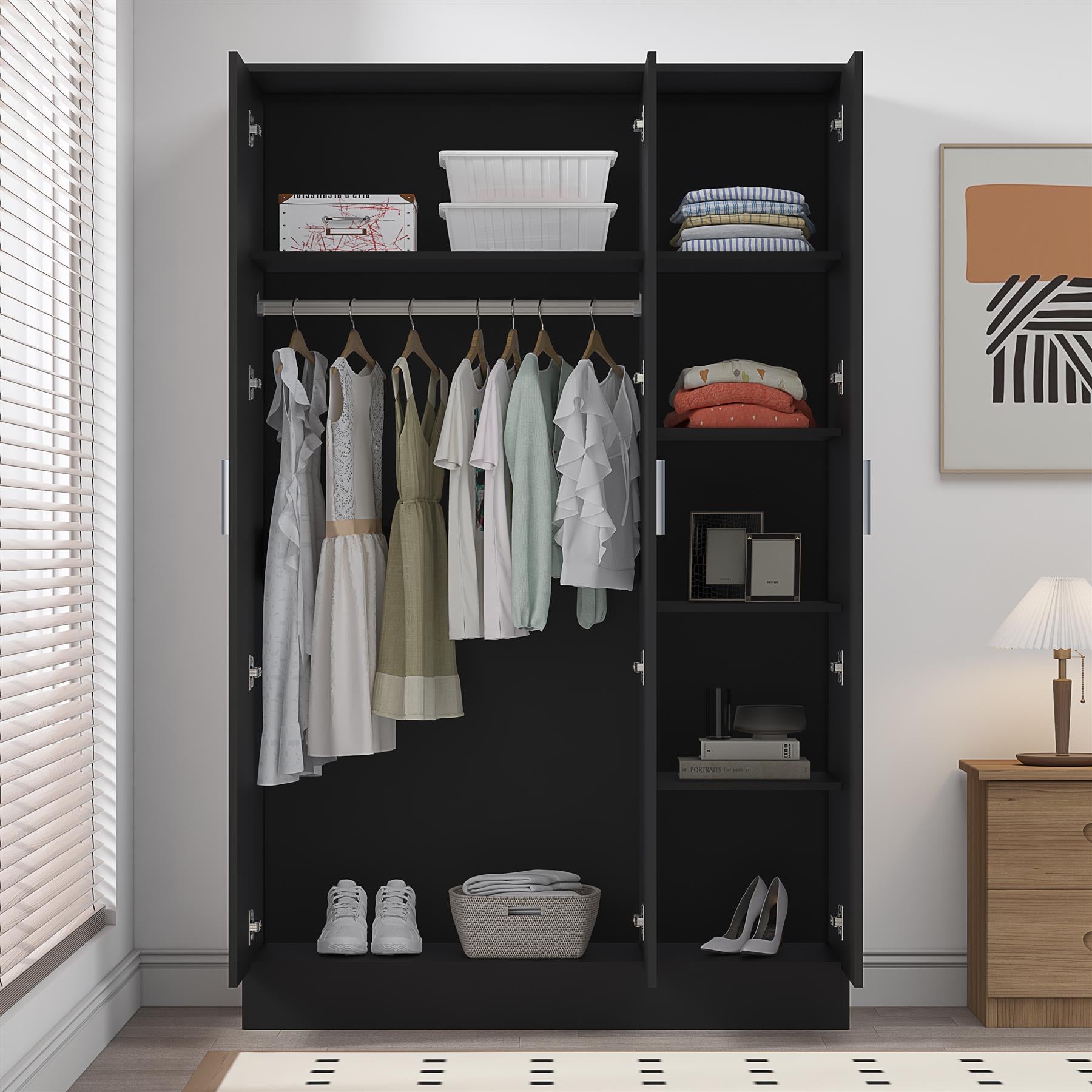 REFLECT Gloss Bedroom Furniture Wardrobe Chest Bedside Desk - 4 Colour Options