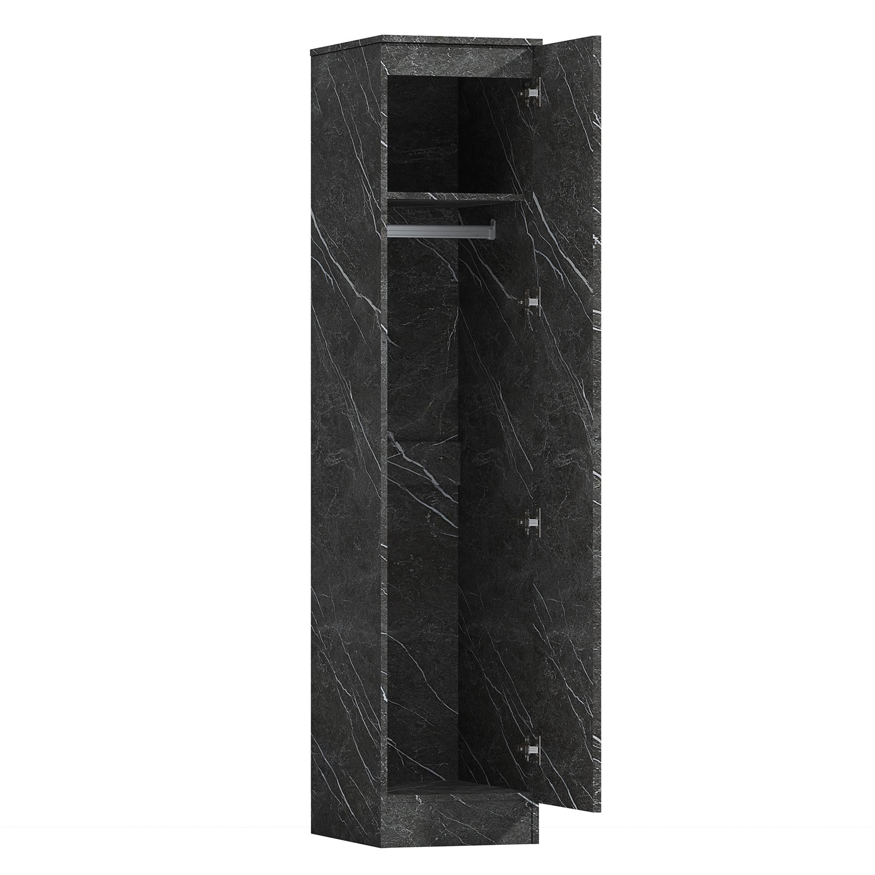 ZITA Compact 1-Door Wardrobe in Grey Marble Effect - Bedroom Storage, Stylish and Space-Saving