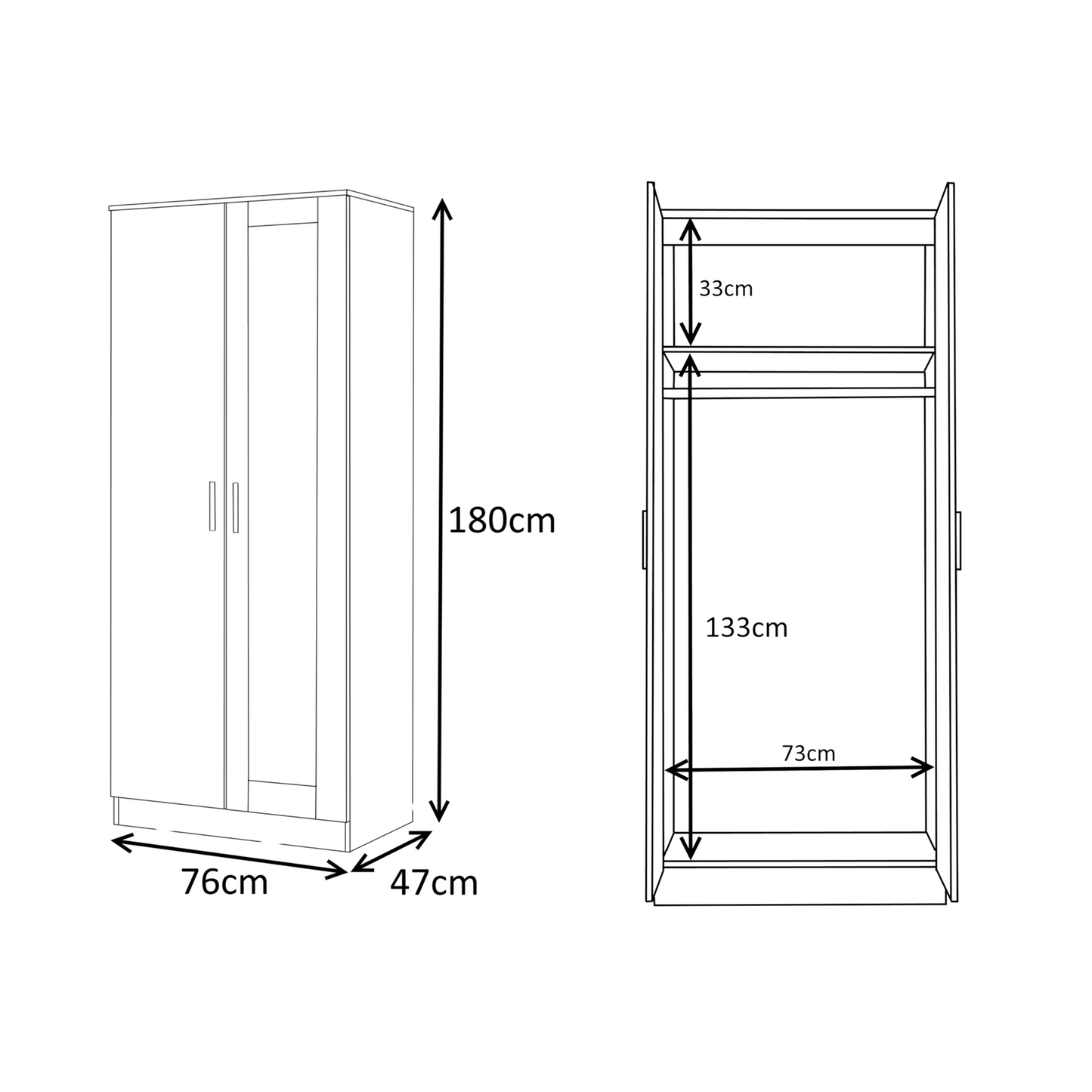 REFLECT - 1 Door Corner + 2 Door Mirror Wardrobe in Gloss White / Matt White