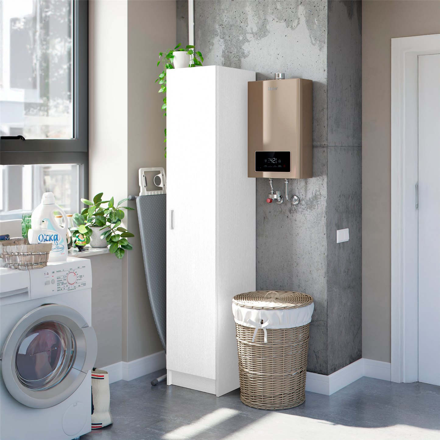 VITA Utility Laundry Cupboard / Cabinet Storage Units in White OR Oak Options