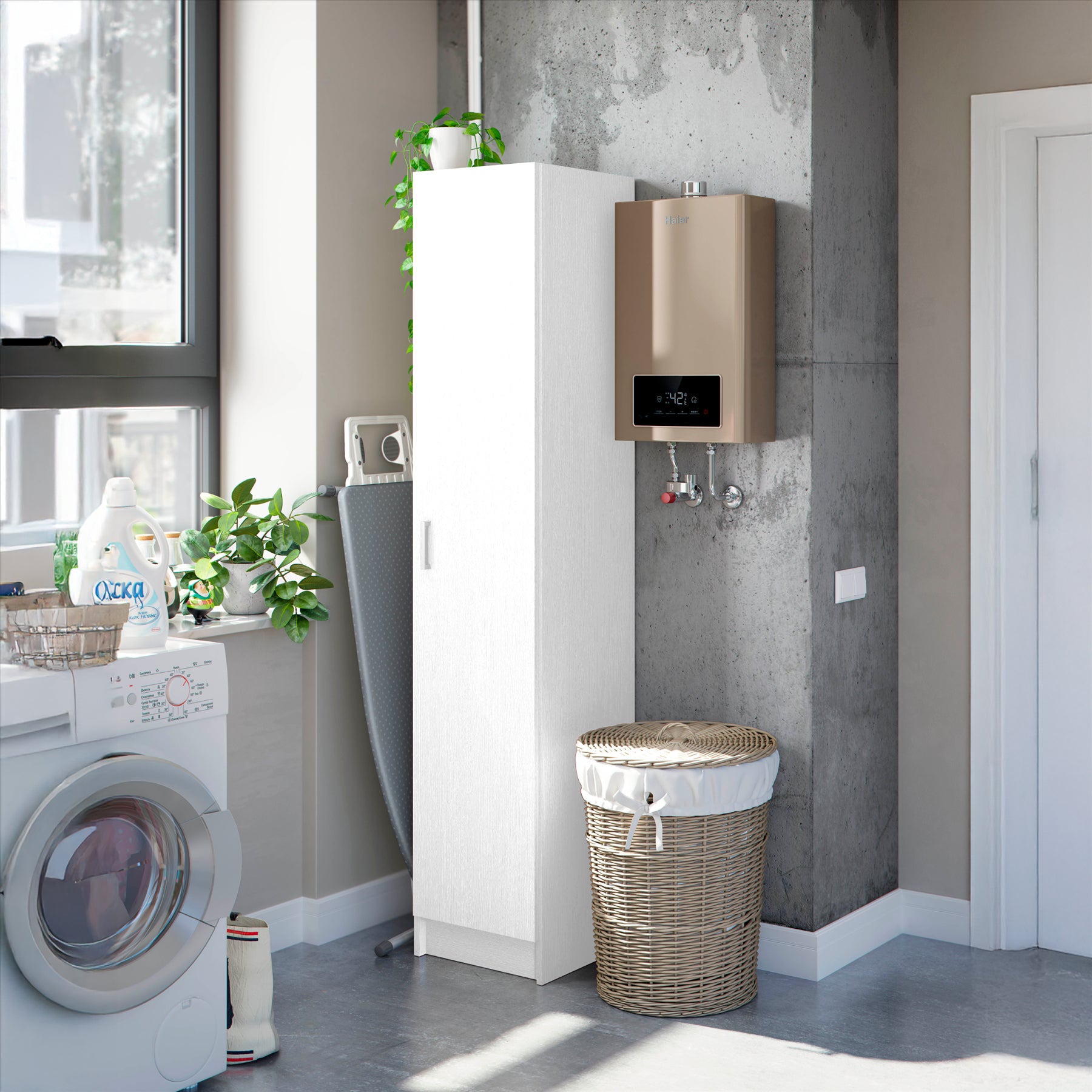 VITA Utility Laundry Cupboard / Cabinet Storage Units in White OR Oak Options