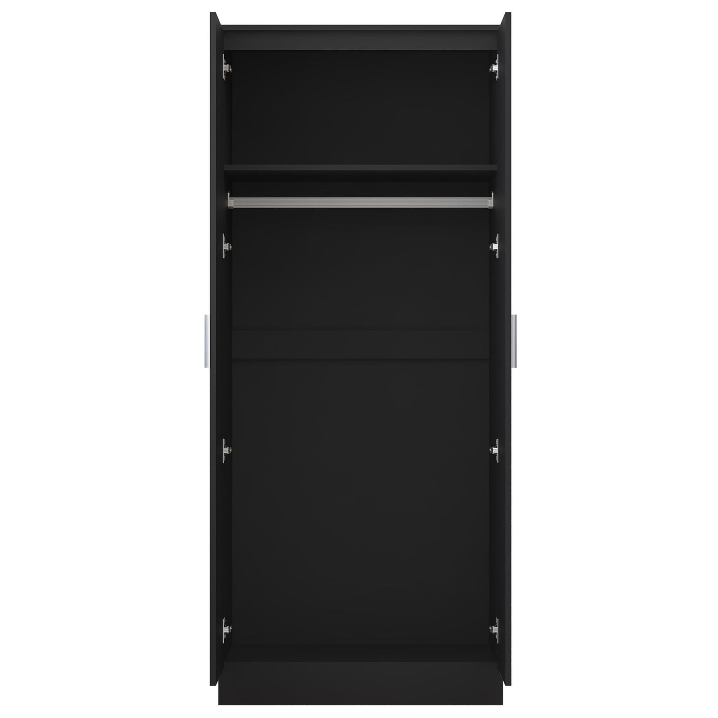 Reflect 3pc Wardrobe Bundle - 2 Door Corner + 2x 2 Door Plain - Black Gloss & Black Oak