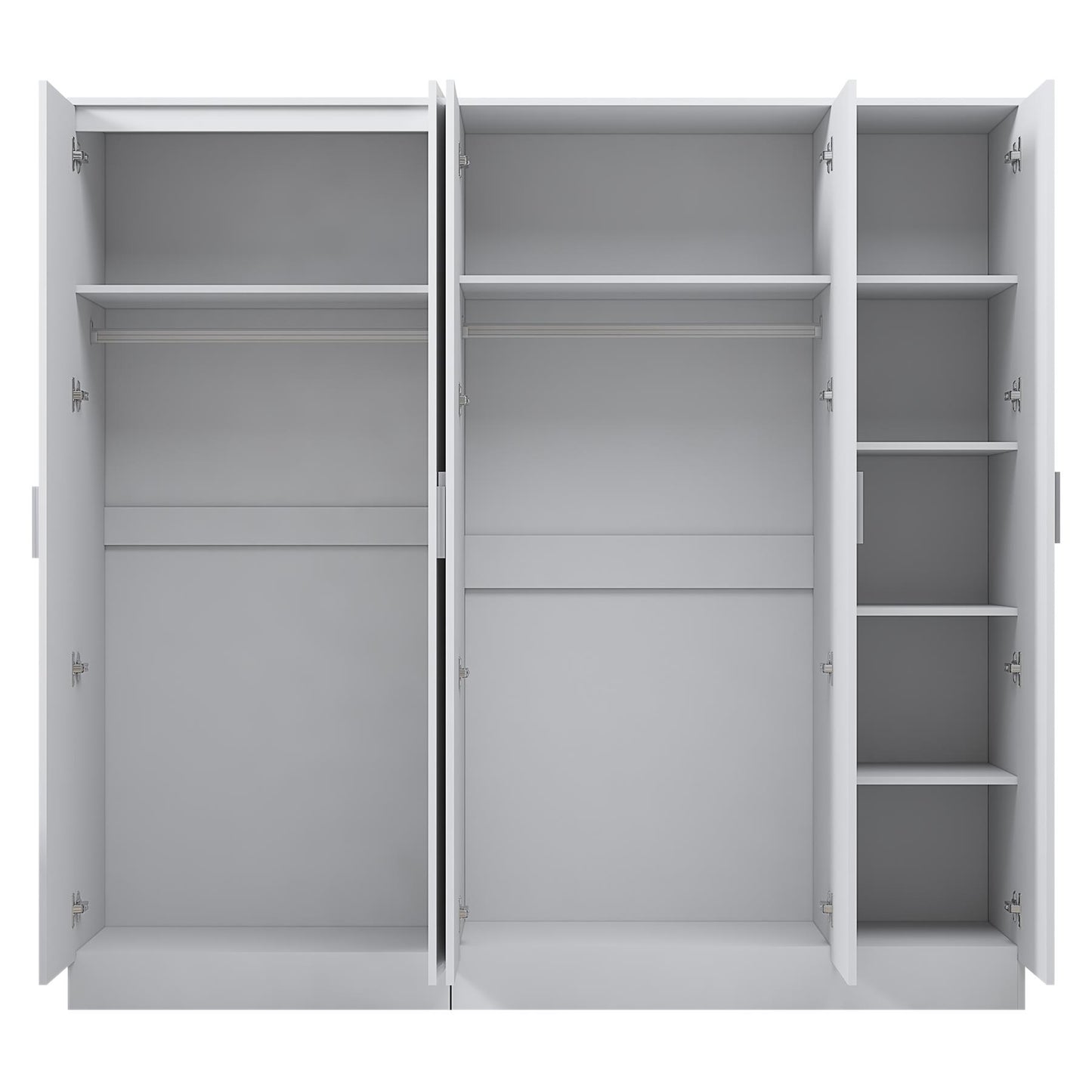 Reflect 2pc Wardrobe Bundle - 3 Door Mirror + 2 Door Plain - White Gloss & Matt White