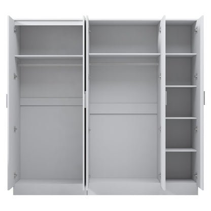 Reflect 2pc Wardrobe Bundle - 3 Door Mirror + 2 Door Plain - White Gloss & Matt White