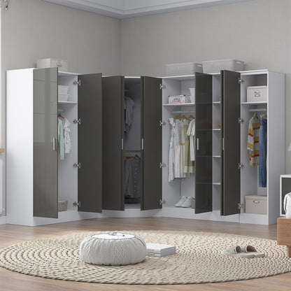 REFLECT Gloss Large 9 Door Corner Modular Wardrobe Bedroom Furniture Bundle Set