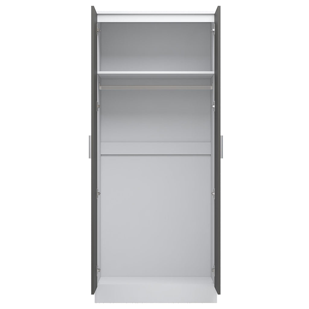 REFLECT High Gloss Bedroom Furniture Wardrobe Chest Bedside Desk in Grey/White