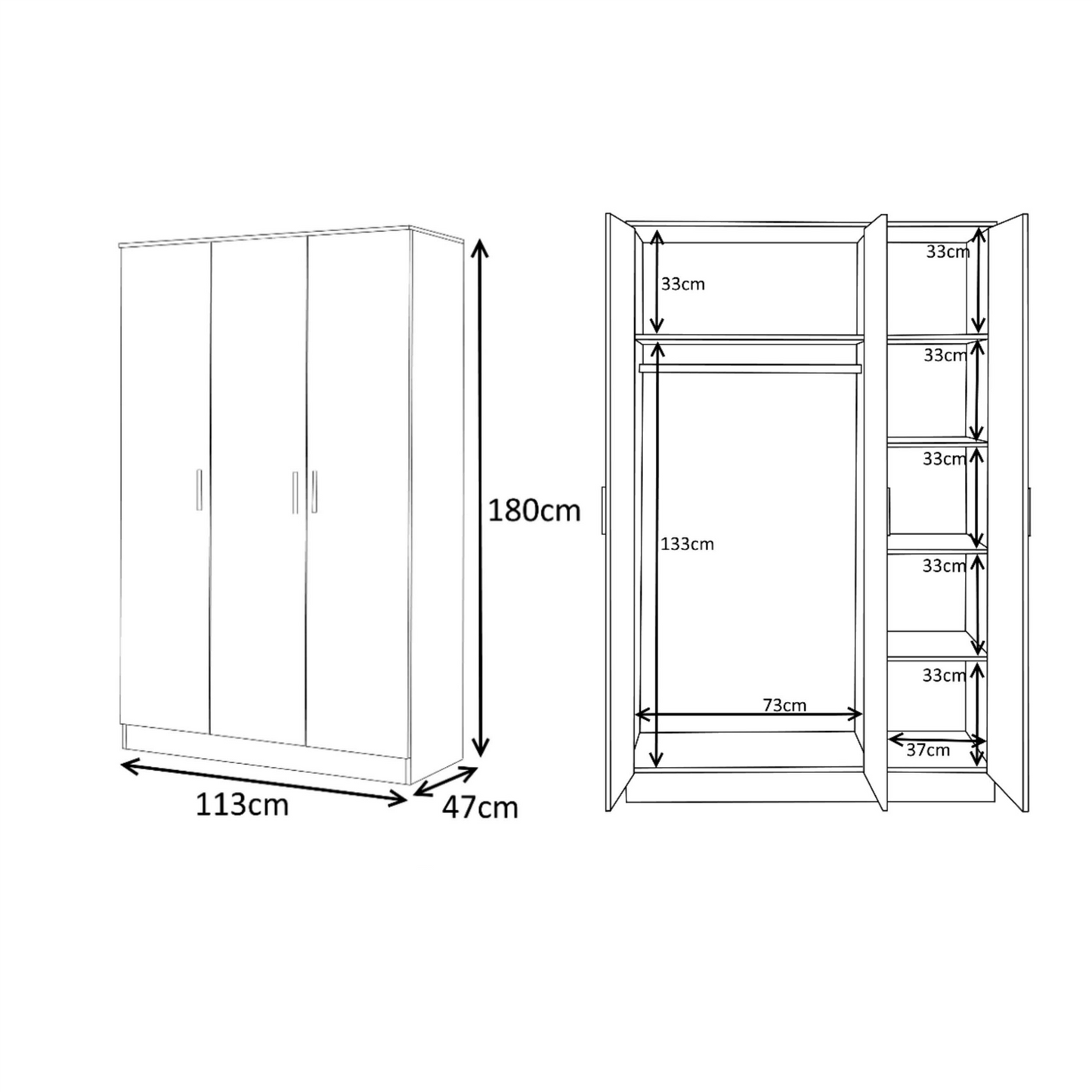 REFLECT 1dr Corner Bedroom Furniture Bundles Chest, Bedsides, Desks - 4 Colours