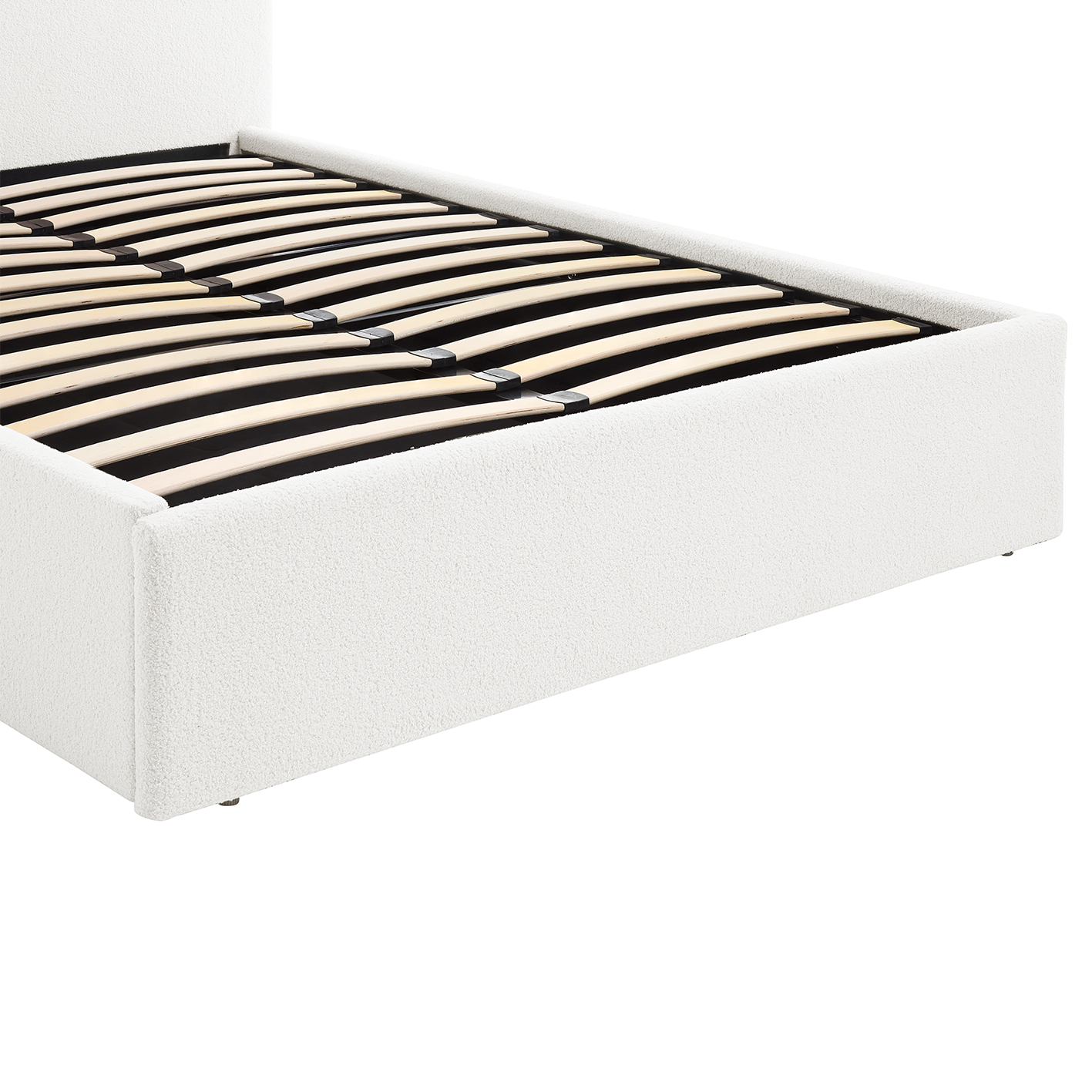 TEDDY Boucle Fabric Ottoman Storage Bed - 2 Colours + 4 Sizes + 6 Mattresses