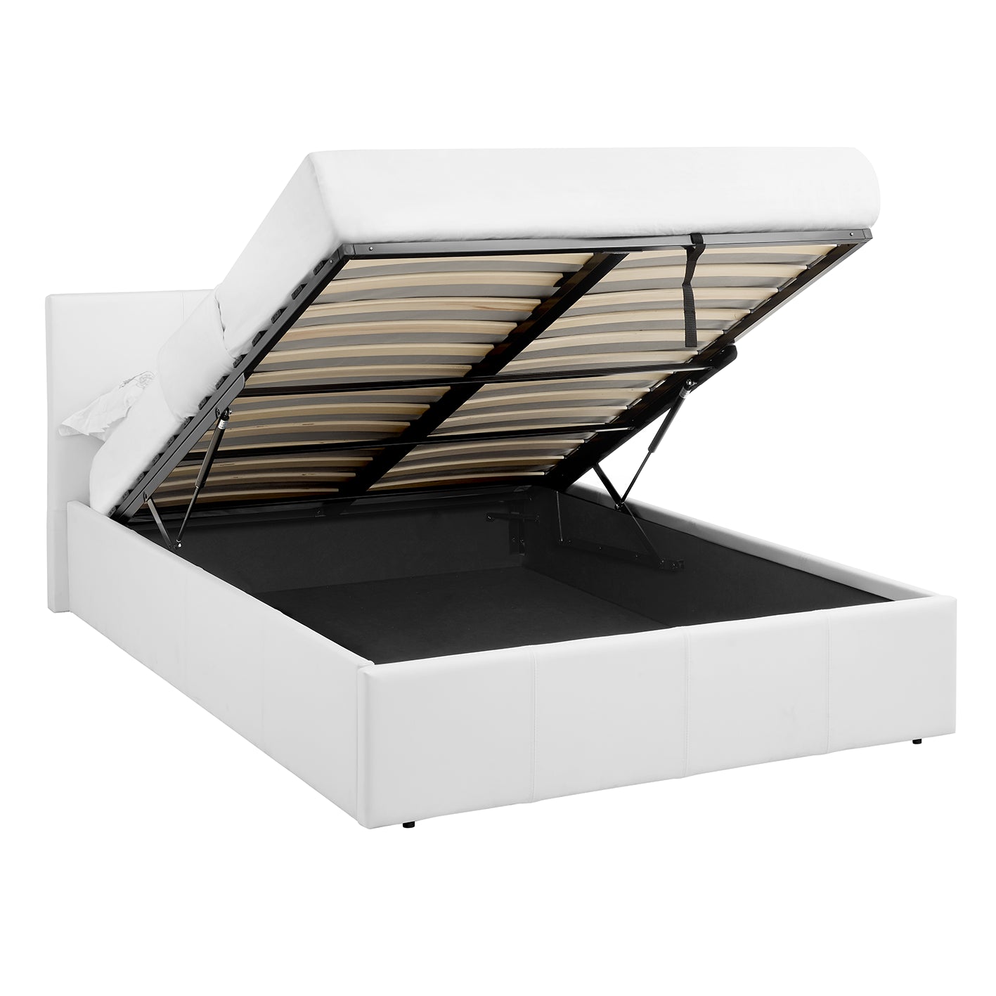 LUNA 4FT6 Double Faux Leather Ottoman Storage Bed-Mattress & Colour Options