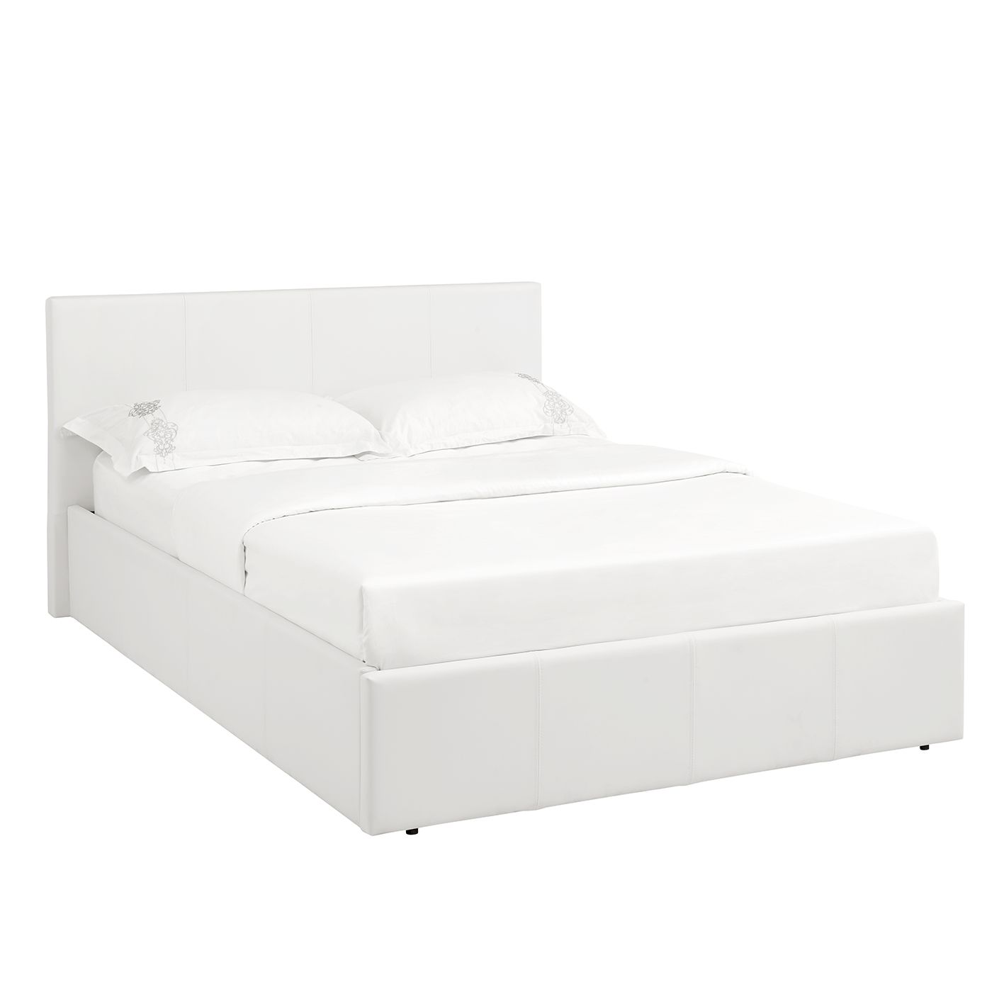 LUNA Faux Leather Ottoman Storage Bedframe in White 4 Size + Mattress Options