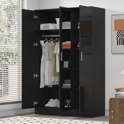 REFLECT High Gloss Bedroom Furniture Wardrobe Chest Bedside Desk Option in Black