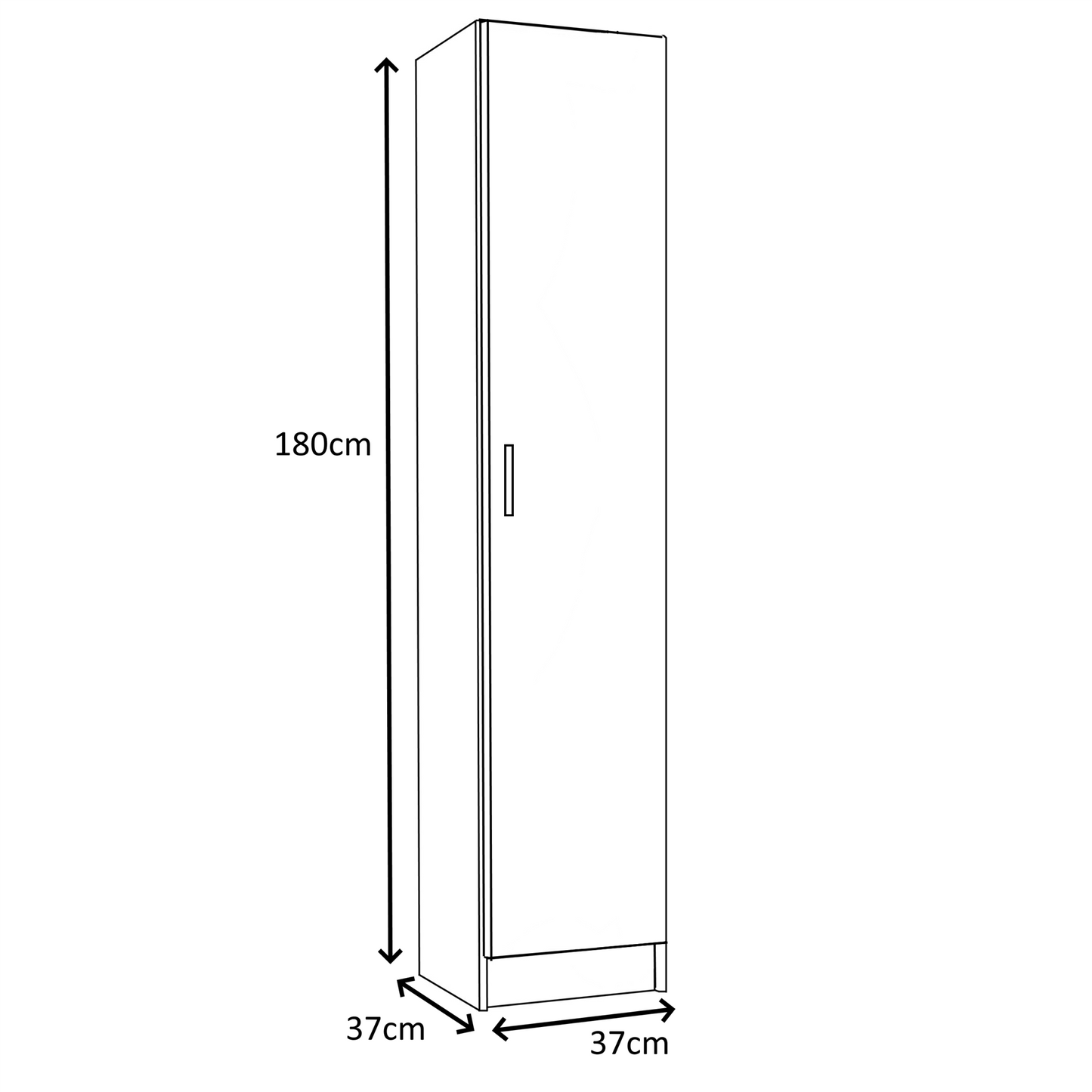VITA Oak Utility Storage Cupboard - 1 Door Cabinet with 3 Shelves - Modular Storage for Kitchen or Utility Room