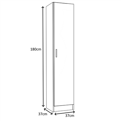 VITA Oak Utility Storage Cupboard - 1 Door Cabinet with 3 Shelves - Modular Storage for Kitchen or Utility Room