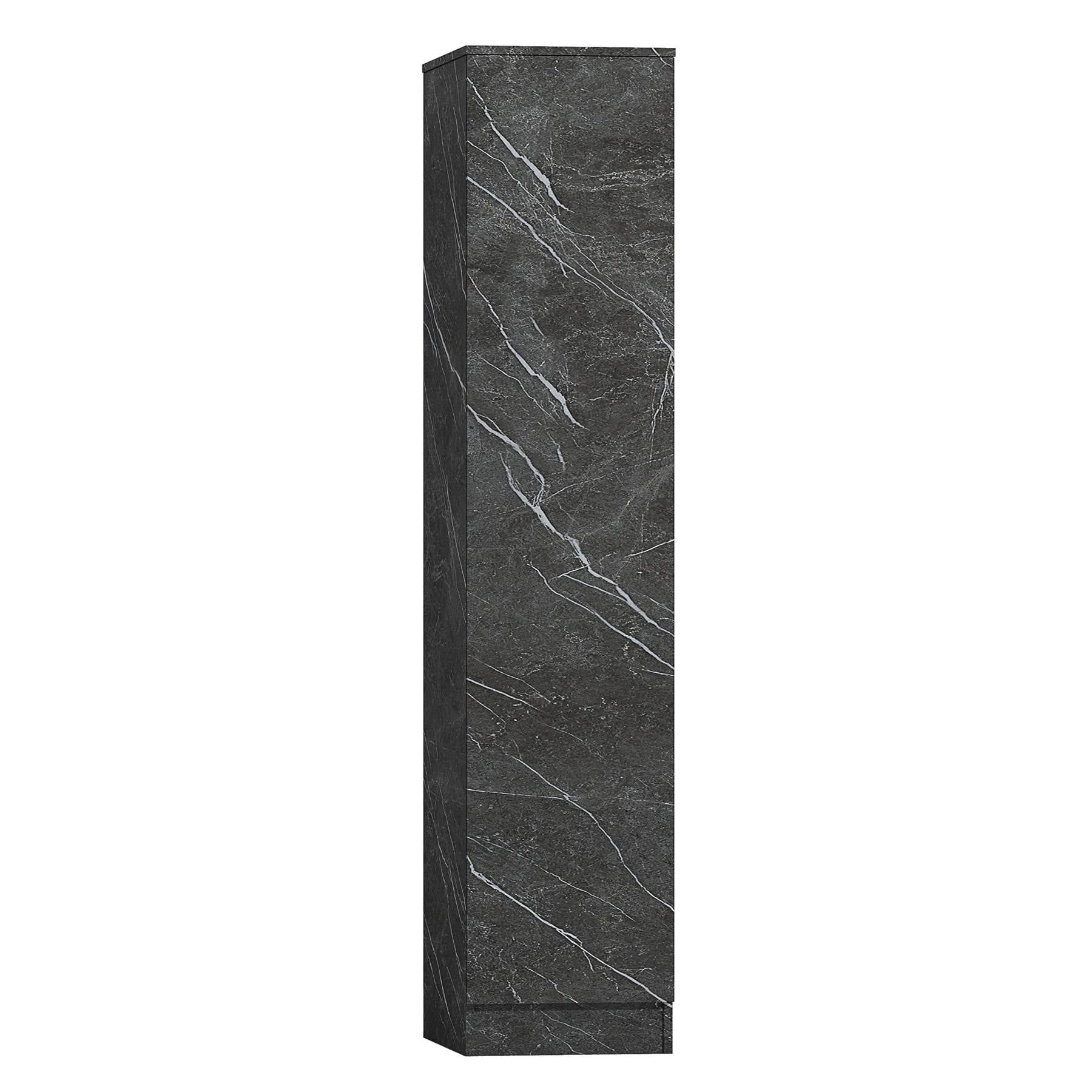 ZITA Compact 1-Door Wardrobe in Grey Marble Effect - Bedroom Storage, Stylish and Space-Saving