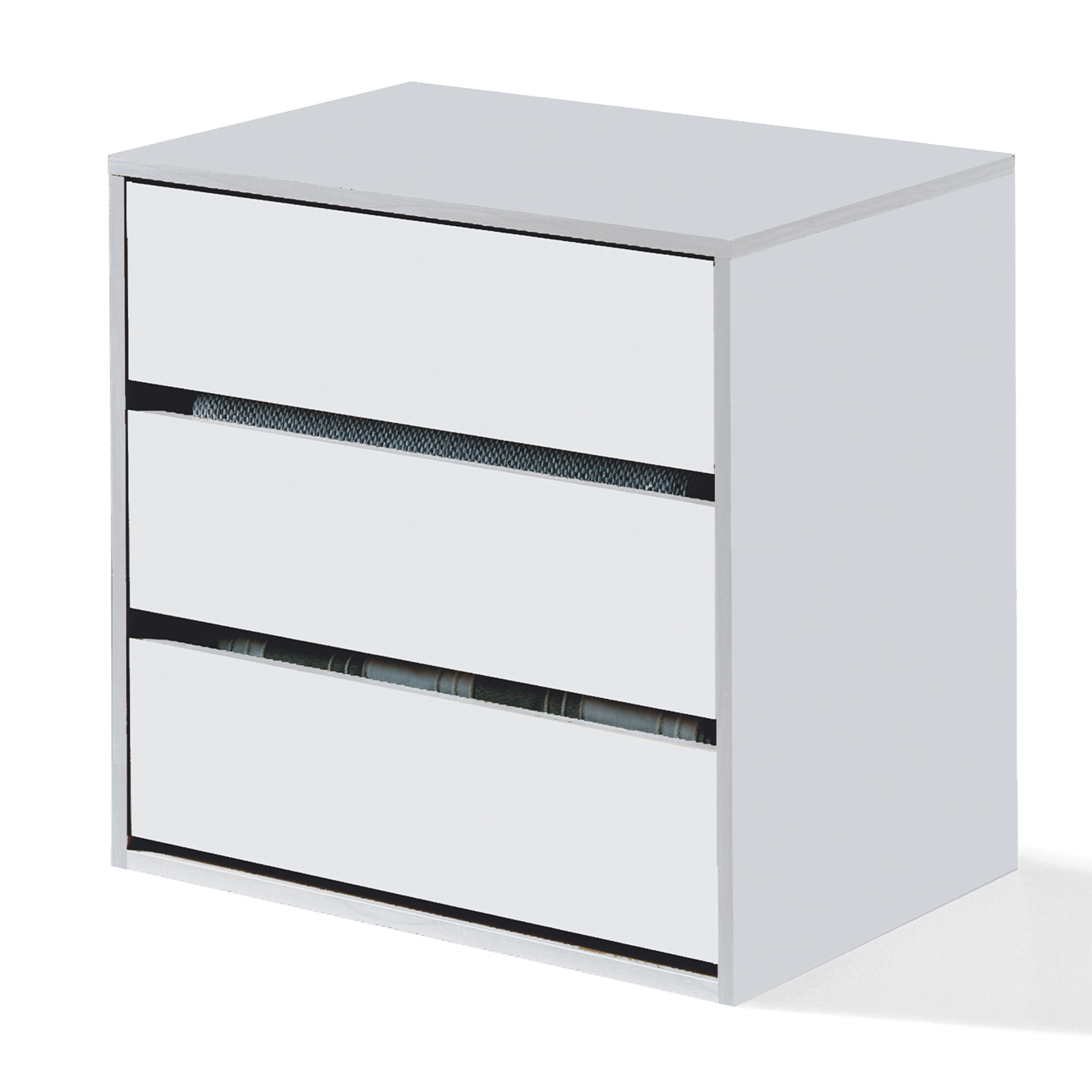 ARC Compact 3 Drawer Storage Chest White, Internal Storage 57x60x44cm