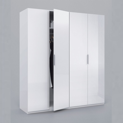 MAX 180cm Wide Satin White Wardrobe 4 Door Storage Unit