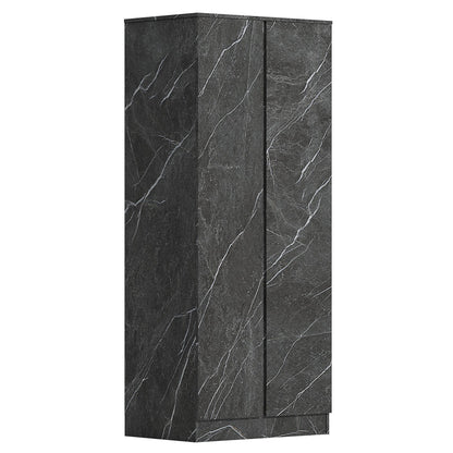 ZITA Grey Marble Effect 2 Door Plain Wardrobe - Bedroom Storage, Stylish and Spacious