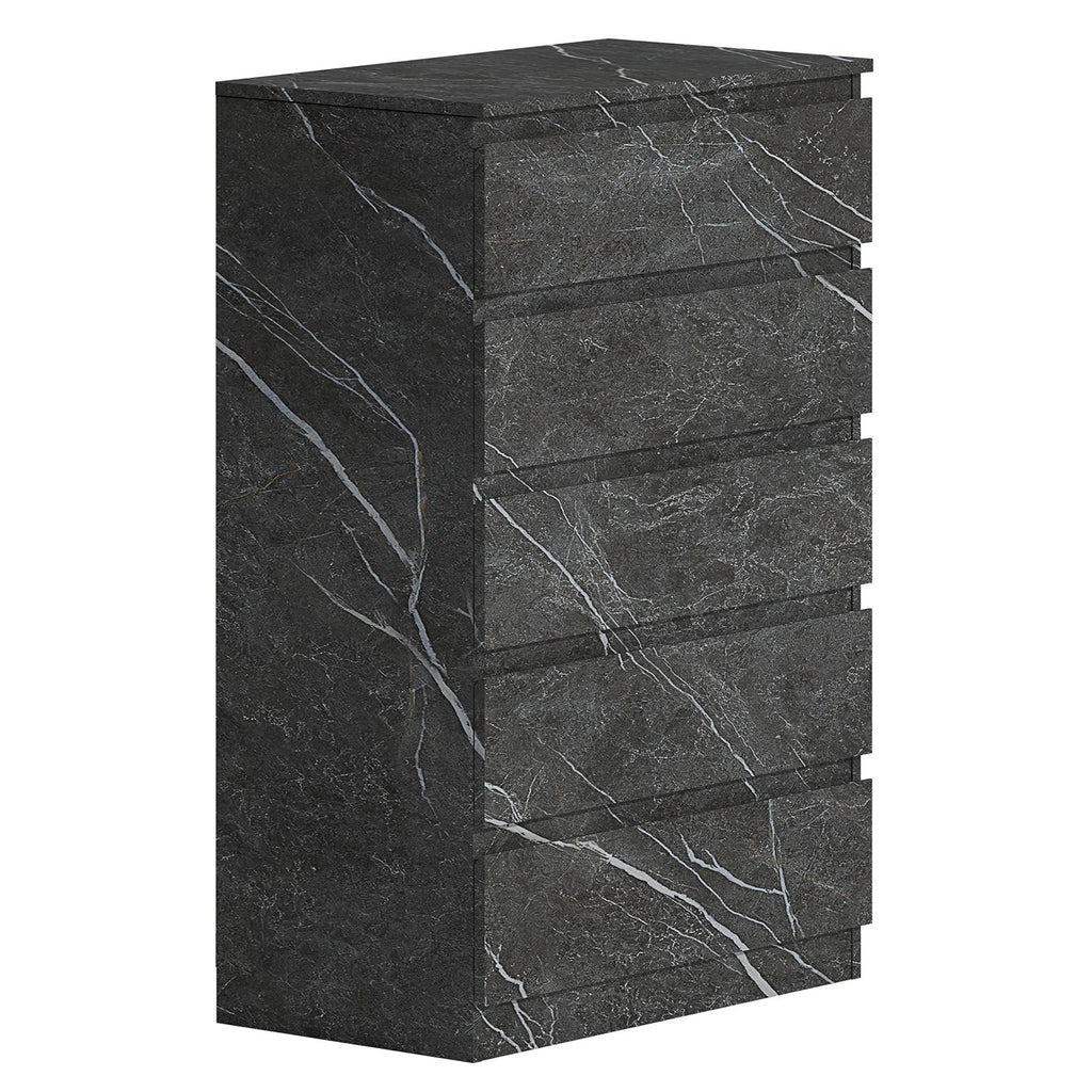 ZITA Grey Marble Effect 5 Drawer Chest - Modern Storage Unit, Stylish Bedroom Storage
