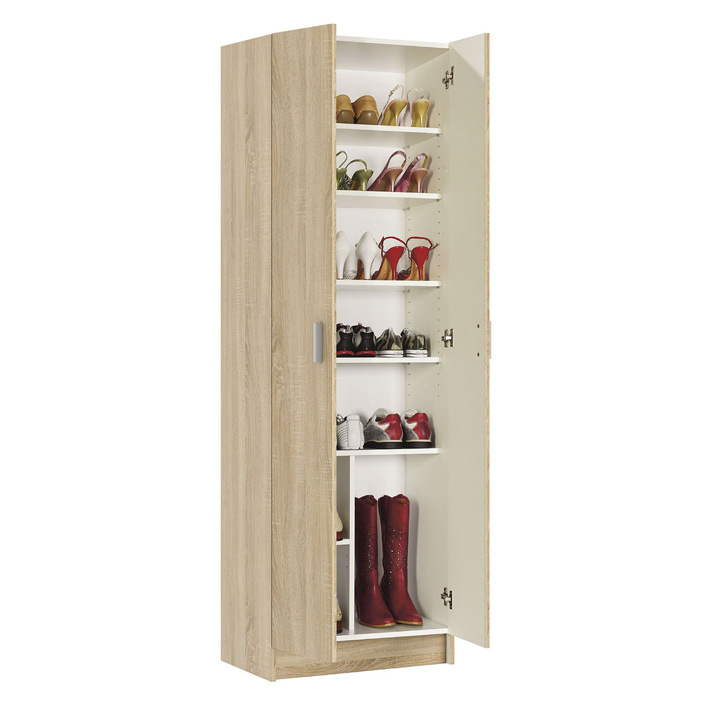 Vita Oak 2 Door Shoe & Boot Cupboard - Modular Kitchen Utility Room Cleaning Cabinet - H: 180cm x W: 59cm x D: 37cm.