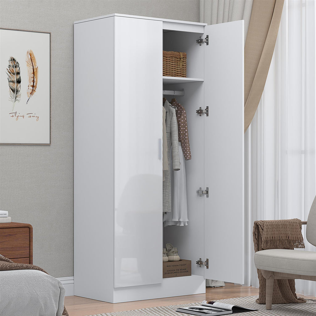 REFLECT High Gloss Bedroom Furniture Wardrobe Chest Bedside Desk Option in White