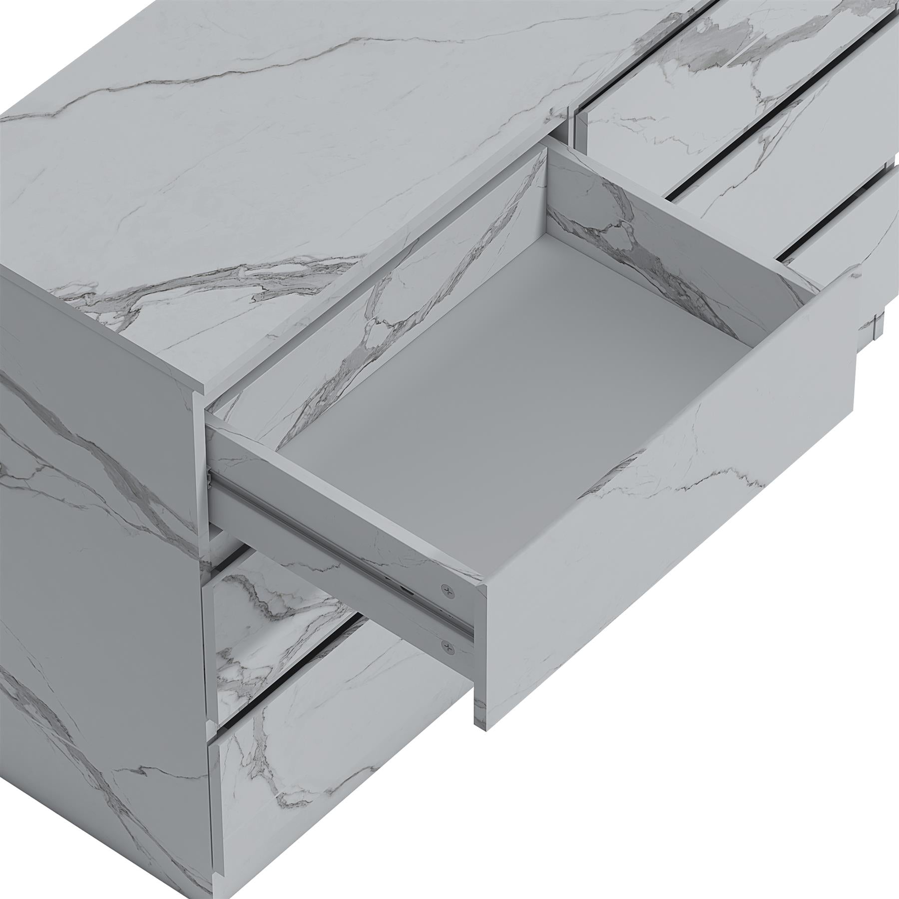 ZITA Bedroom Furniture Wide 6 Drawer Chest in White OR Grey Marble Colour Option