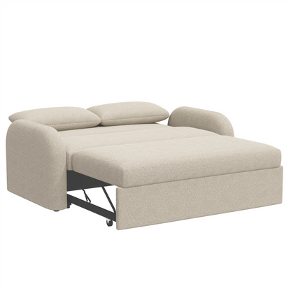 NOMA 2-Seater Boucle Pull Out Sofa Bed with Matching Cushions - Beige