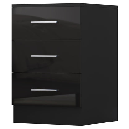 Reflect 3 Drawer Bedside Bundle (2x) - Black Gloss & Black Oak - Modern Bedside