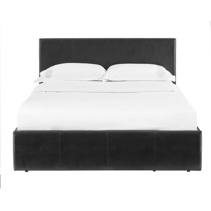 LUNA 3FT Single Black Ottoman Storage Bed with Gas Lift - Faux Leather & Sprung Slats Base