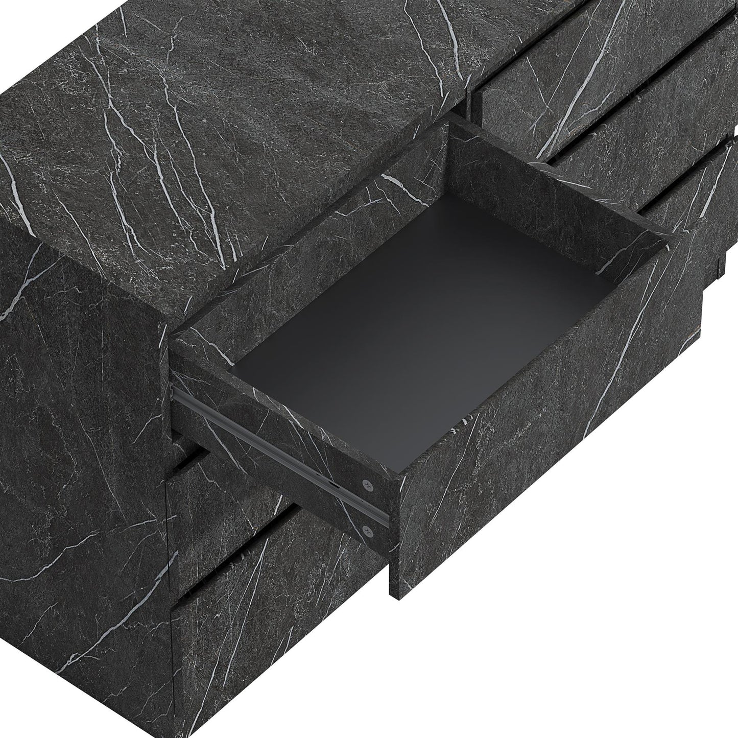 ZITA Grey Marble Effect 6 Drawer Chest - Wide Storage Unit, Stylish Bedroom Storage