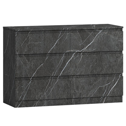 ZITA Bedroom Furniture Wide 6 Drawer Chest in White OR Grey Marble Colour Option