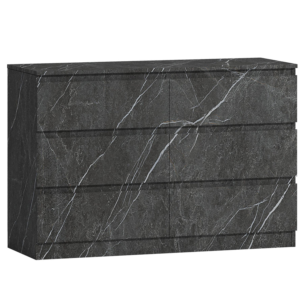 ZITA Bedroom Furniture Wide 6 Drawer Chest in White OR Grey Marble Colour Option