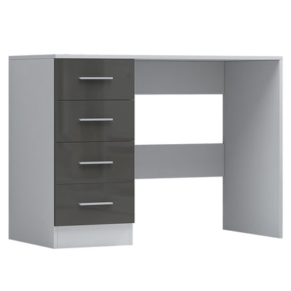 REFLECT Gloss 4pc Set - 3 Door Mirrored Wardrobe + 5 Draw Chest + Bedside + Desk