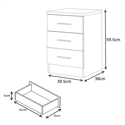 Reflect 3 Drawer Bedside Bundle (2x) - White Gloss & Matt White - Modern Bedside