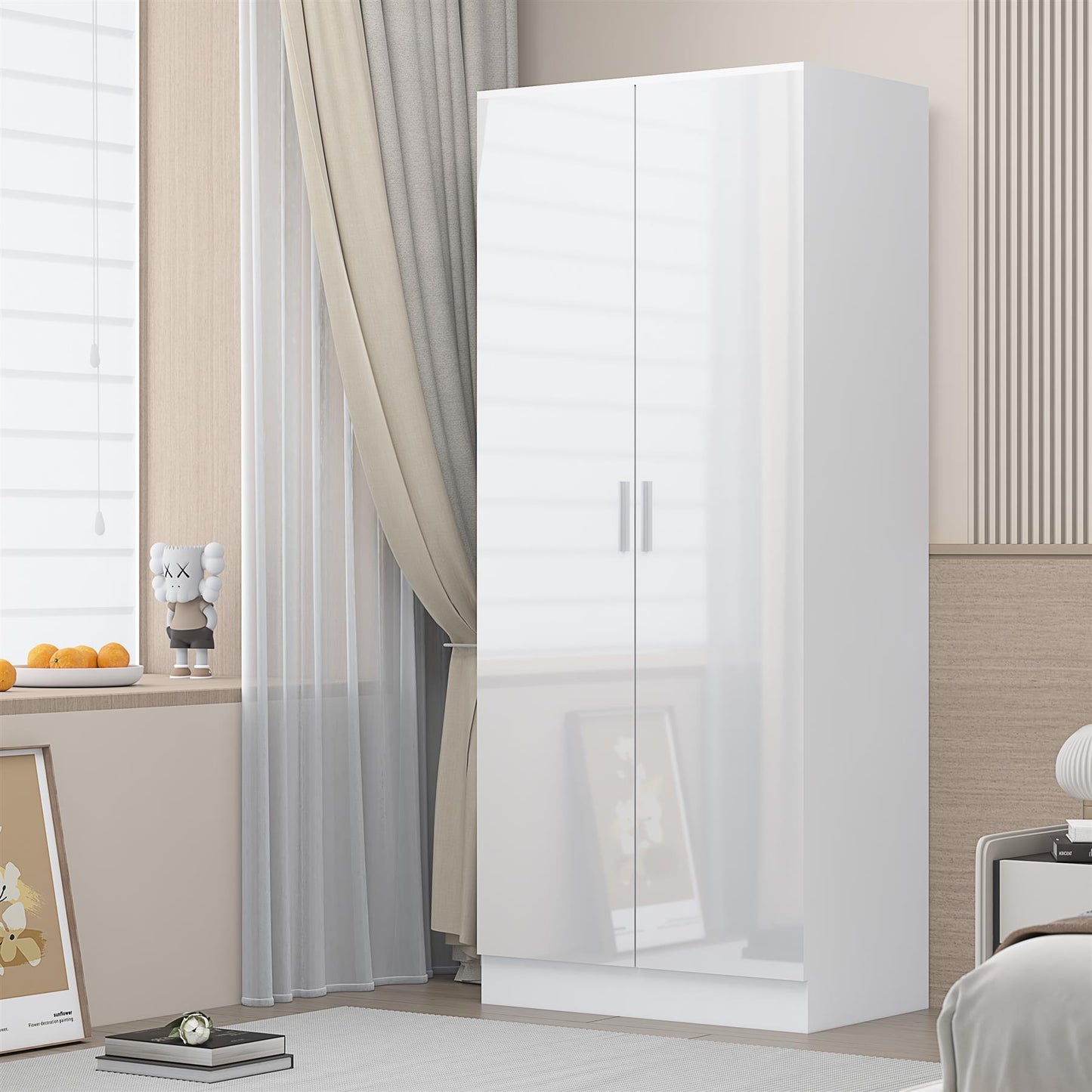 REFLECT Gloss Bedroom Furniture Wardrobe Chest Bedside Desk - 4 Colour Options