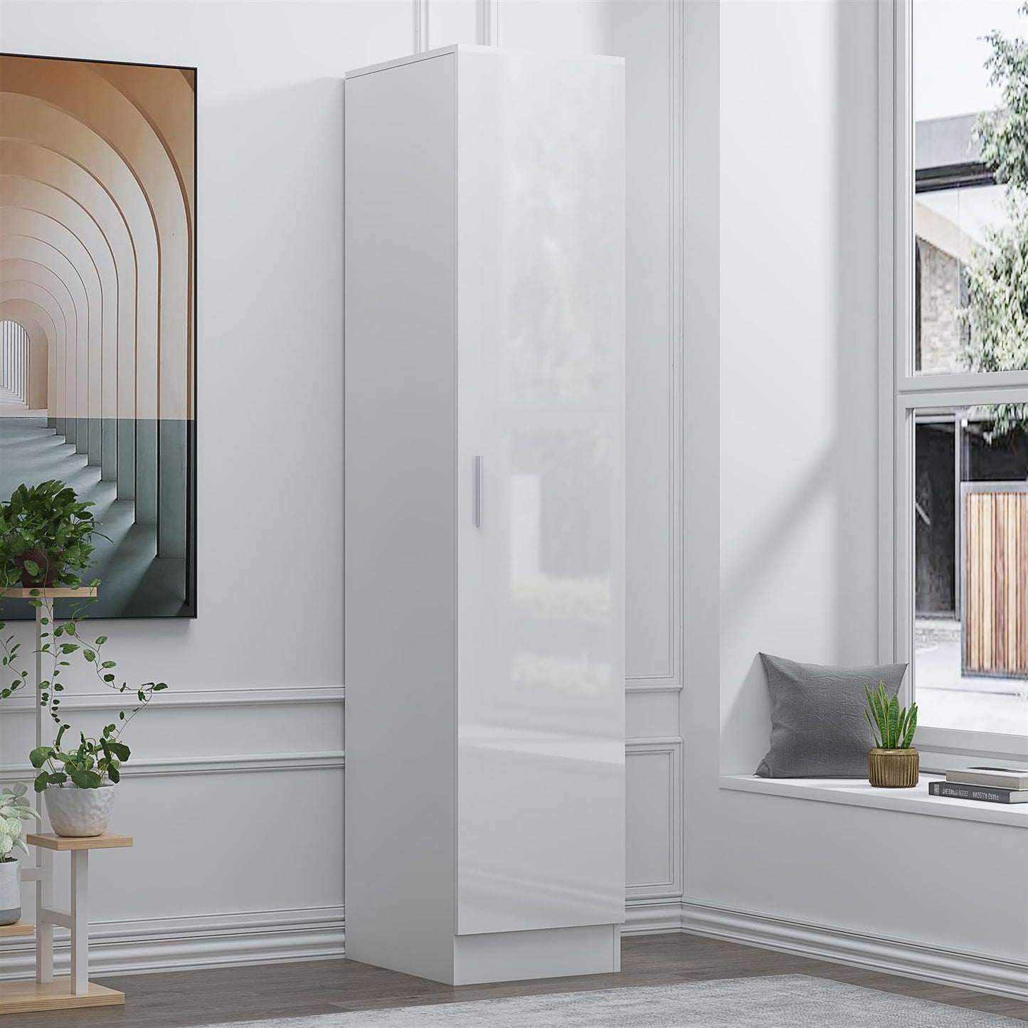 REFLECT Gloss Bedroom Furniture 1 Door Plain Wardrobe - 4 Colour Options