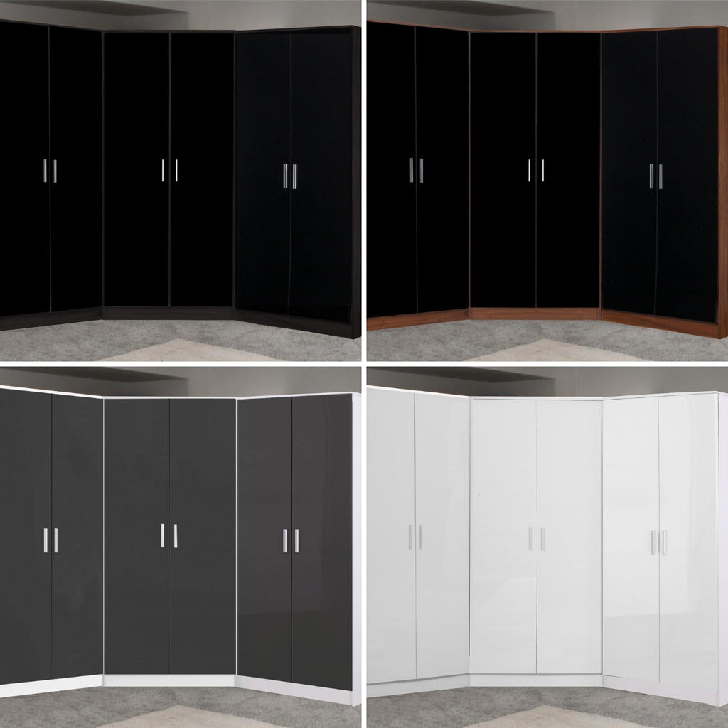 REFLECT Gloss 6 Door Wardrobe Bundle - 2 Door Corner + 2 Door + 2 Door Wardrobe