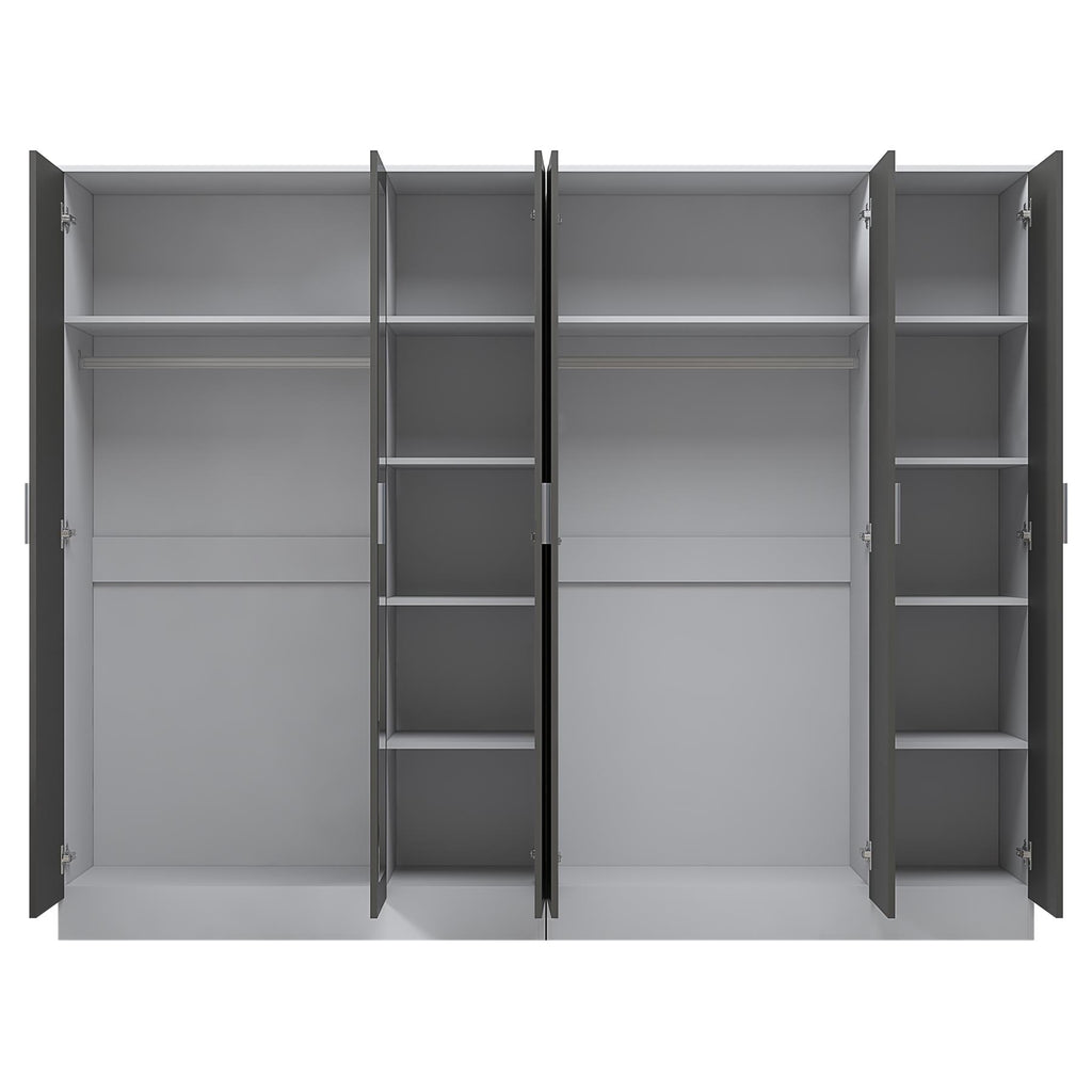 Reflect 2pc Wardrobe Bundle - 3 Door Mirror + 3 Door Mirror - Grey Gloss & Matt White