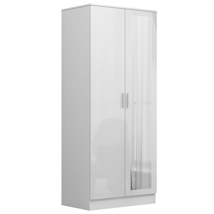 REFLECT - 1 Door Corner + 2 Door Mirror Wardrobe in Gloss White / Matt White