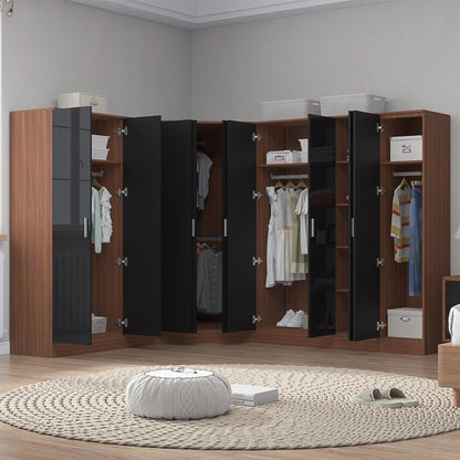 REFLECT Gloss Large 9 Door Corner Modular Wardrobe Bedroom Furniture Bundle Set