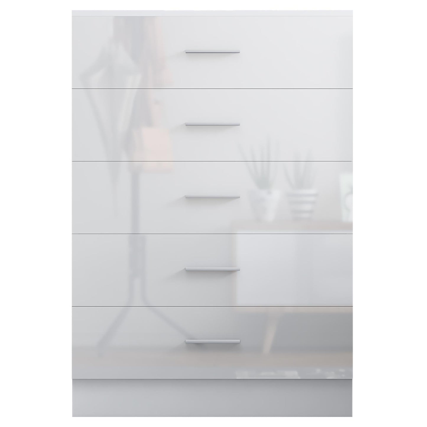REFLECT Gloss Bedroom Furniture Tall 5 Drawer Chest of Drawers - 4 Colour Option