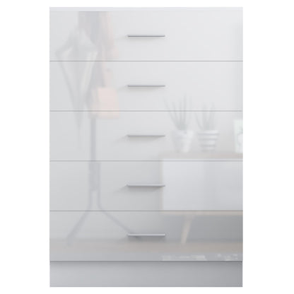 Reflect 5 Drawer Chest - White Gloss & Matt White - Modern Vertical Bedroom Storage Unit
